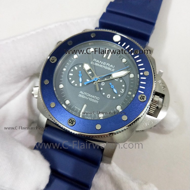 2019 New Panerai PAM 982 Submersible Watch Blue Rubber Strap